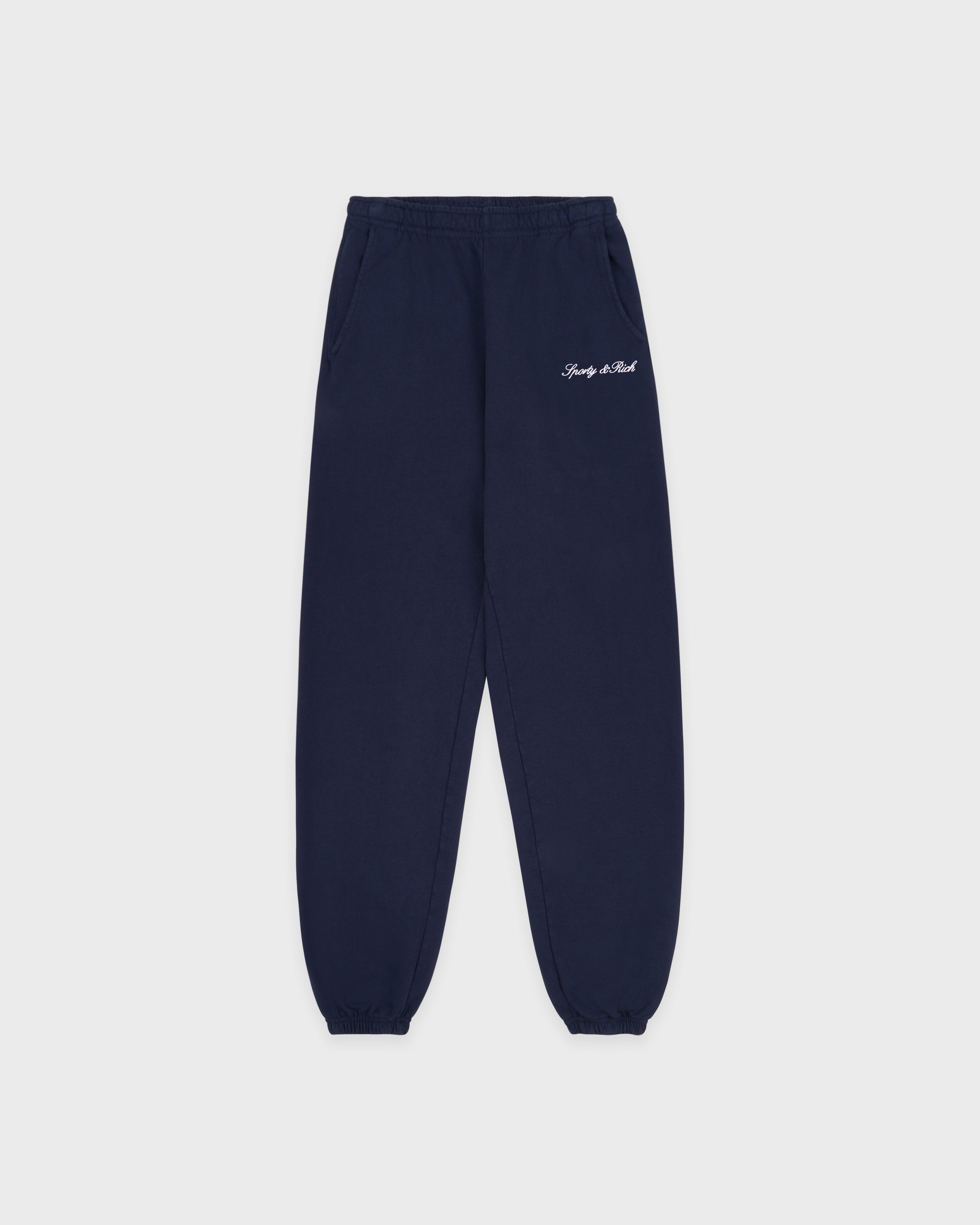 Signature Embroidered Sweatpant - Navy/White