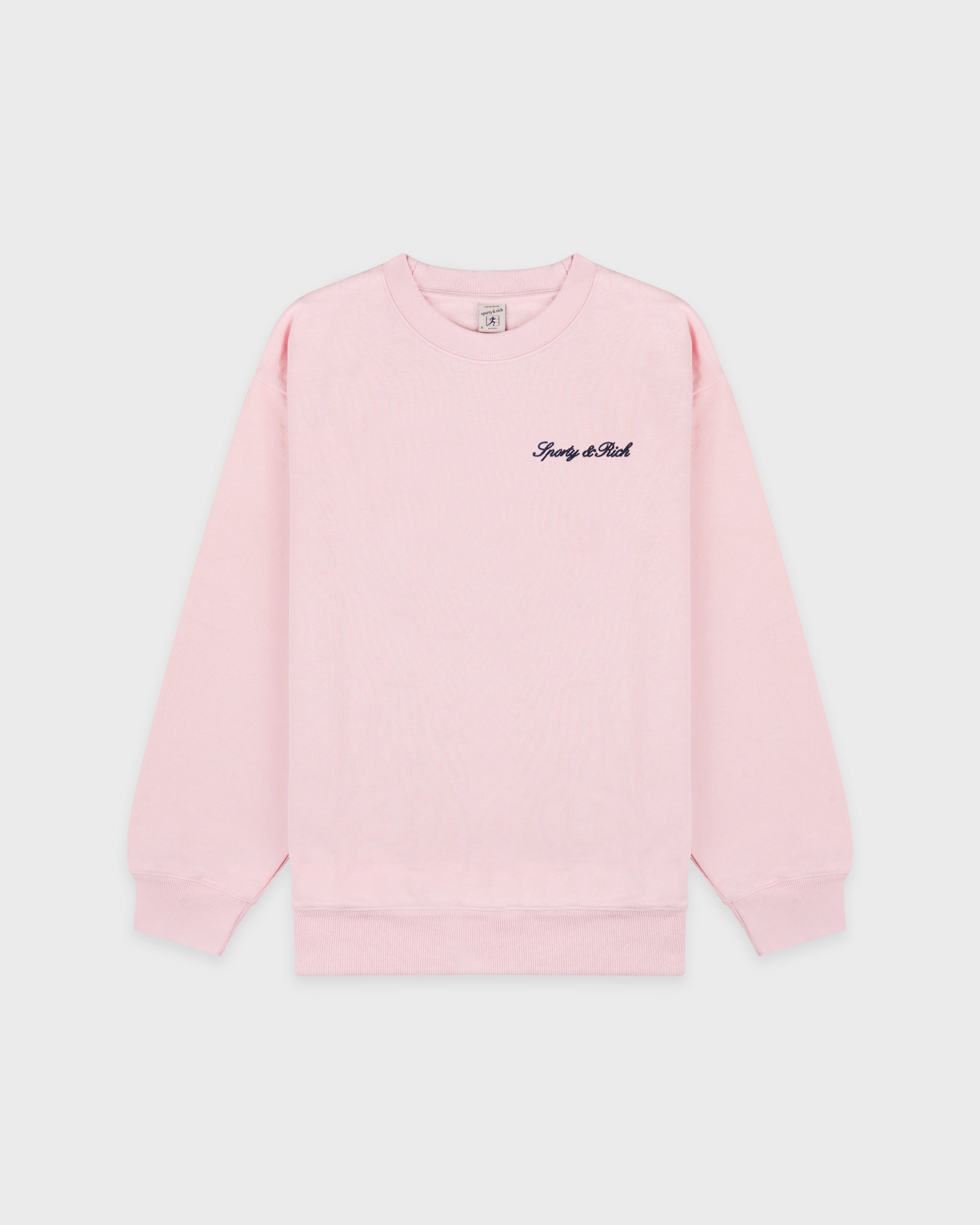 Syracuse Embroidered Crewneck - Pink Dolphin/Navy