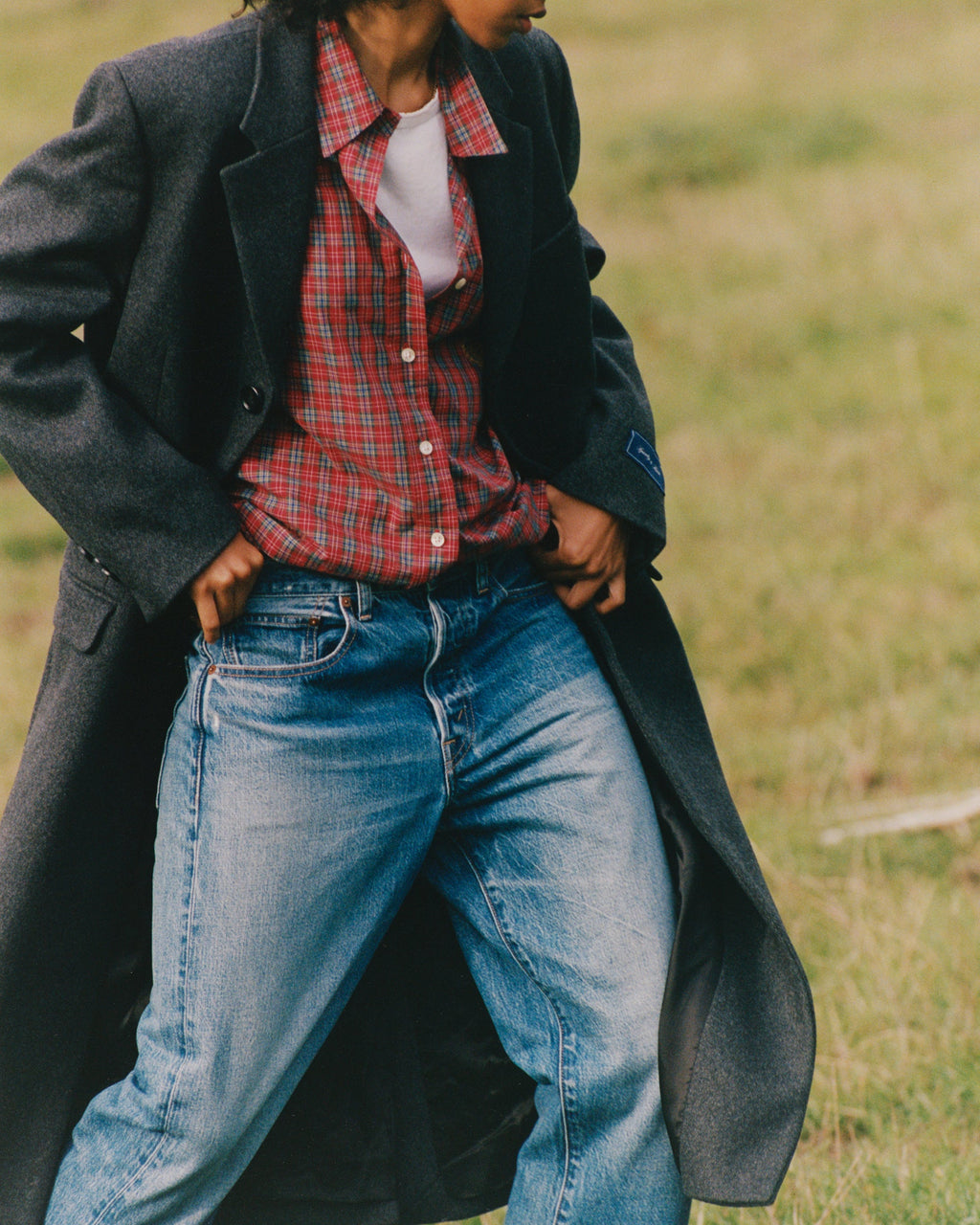 Signature Logo Structured Wool Coat - Dark Grey