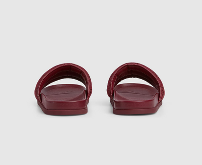 Padded Burgundy Slide Sandals