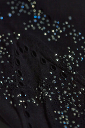 Embellished Mid-Rise Flared Trousers in Black