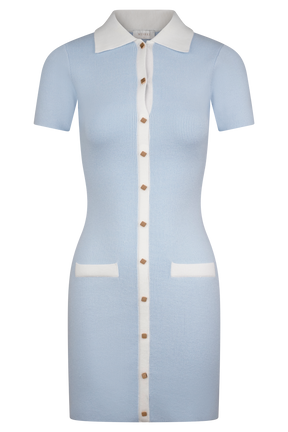Seema Contrast Mini Dress - Light Blue/White