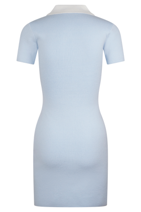 Seema Contrast Mini Dress - Light Blue/White