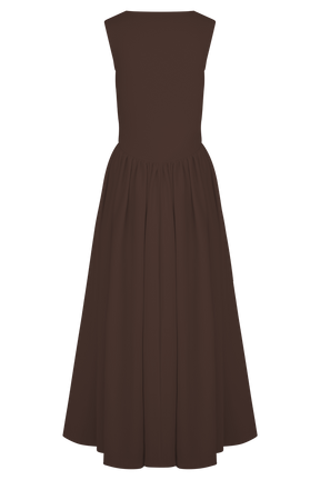 Sharon Scuba Jersey Midi Dress - Cacao Brown