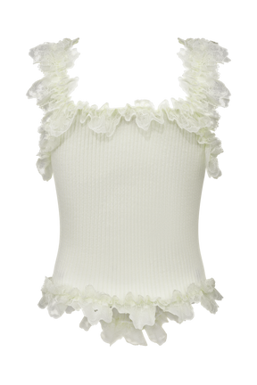 Shay Lace Ruffle Knit Top - Cream
