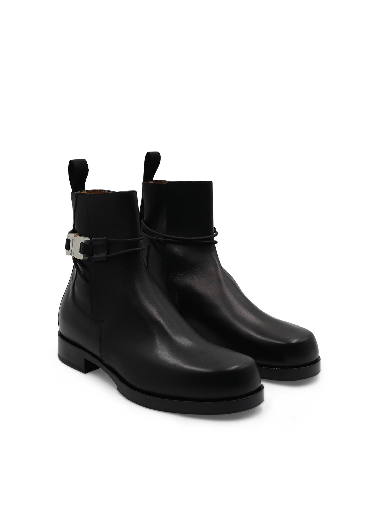 1017 ALYX 9SM Low Buckle Leather Boots in Black