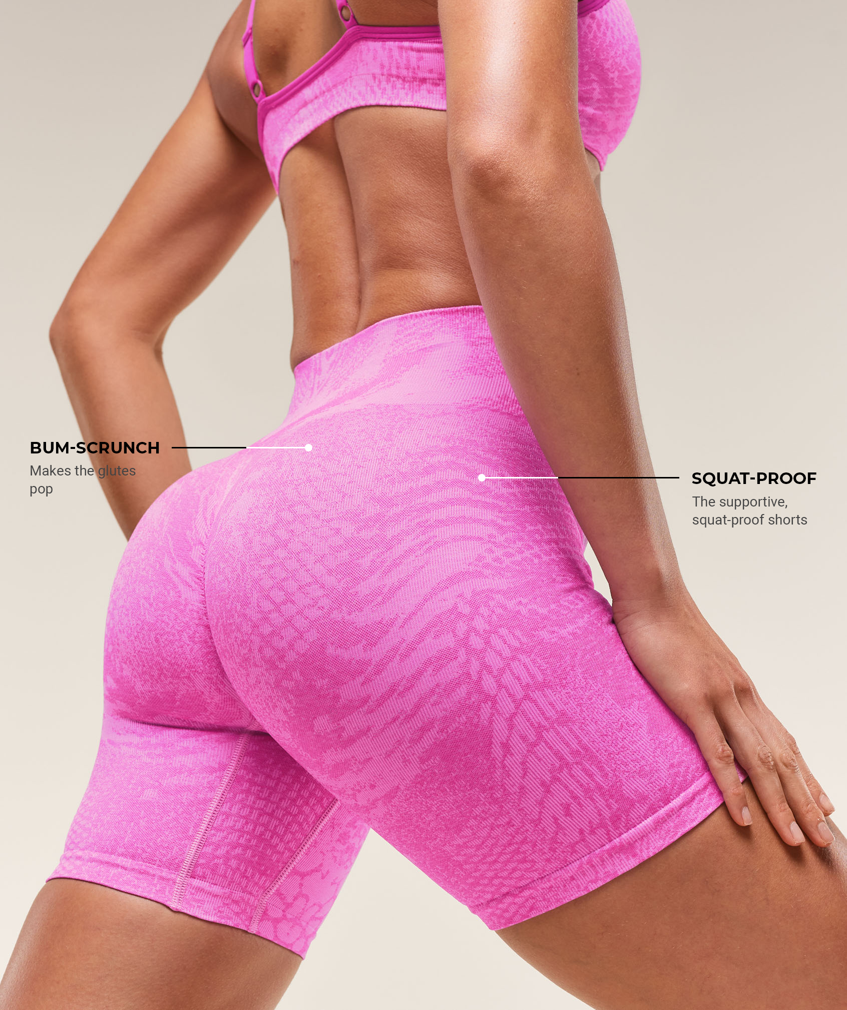 Gymshark Adapt Animal X Whitney Seamless Shorts - Sour Pink/Vibrant Pink