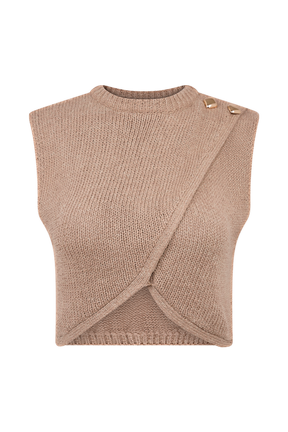 Sloane Overlay Knit Top - Latte