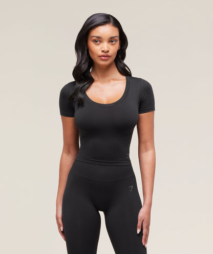 Gymshark Soft Sculpt Midi T-Shirt - Black