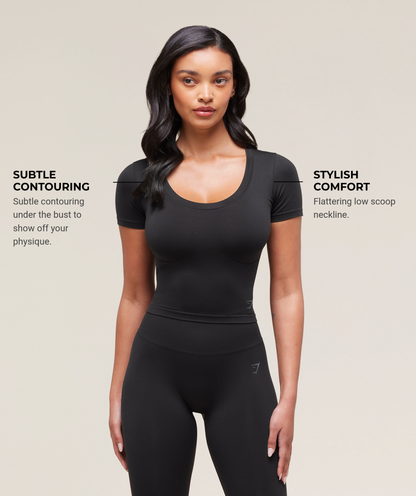 Gymshark Soft Sculpt Midi T-Shirt - Black