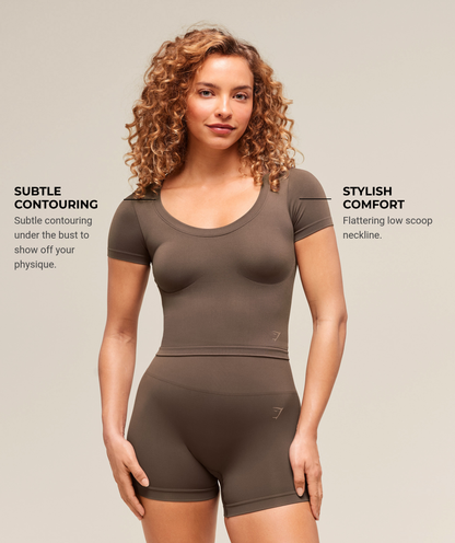 Gymshark Soft Sculpt Midi T-Shirt - Walnut Brown