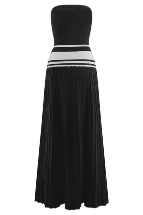 Solaris Strapless Contrast Knit Maxi Dress - Black/White