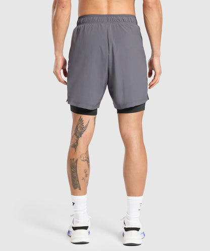 Gymshark Sport 7" 2 in 1 Shorts - Dark Grey/Black