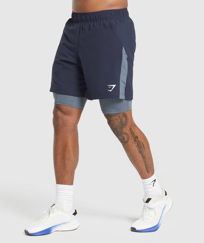 Gymshark Sport 7" 2 in 1 Shorts - Heavy Blue/Iron Blue