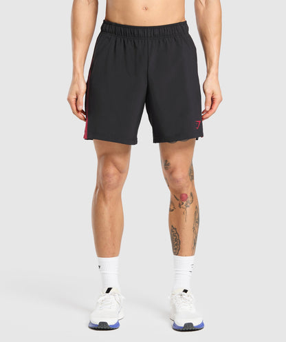 Gymshark Sport  7" Shorts - Black/Conditioning Red