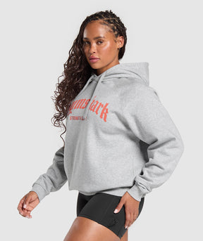 Gymshark Strength Department Graphic Hoodie - Light Grey Core Marl