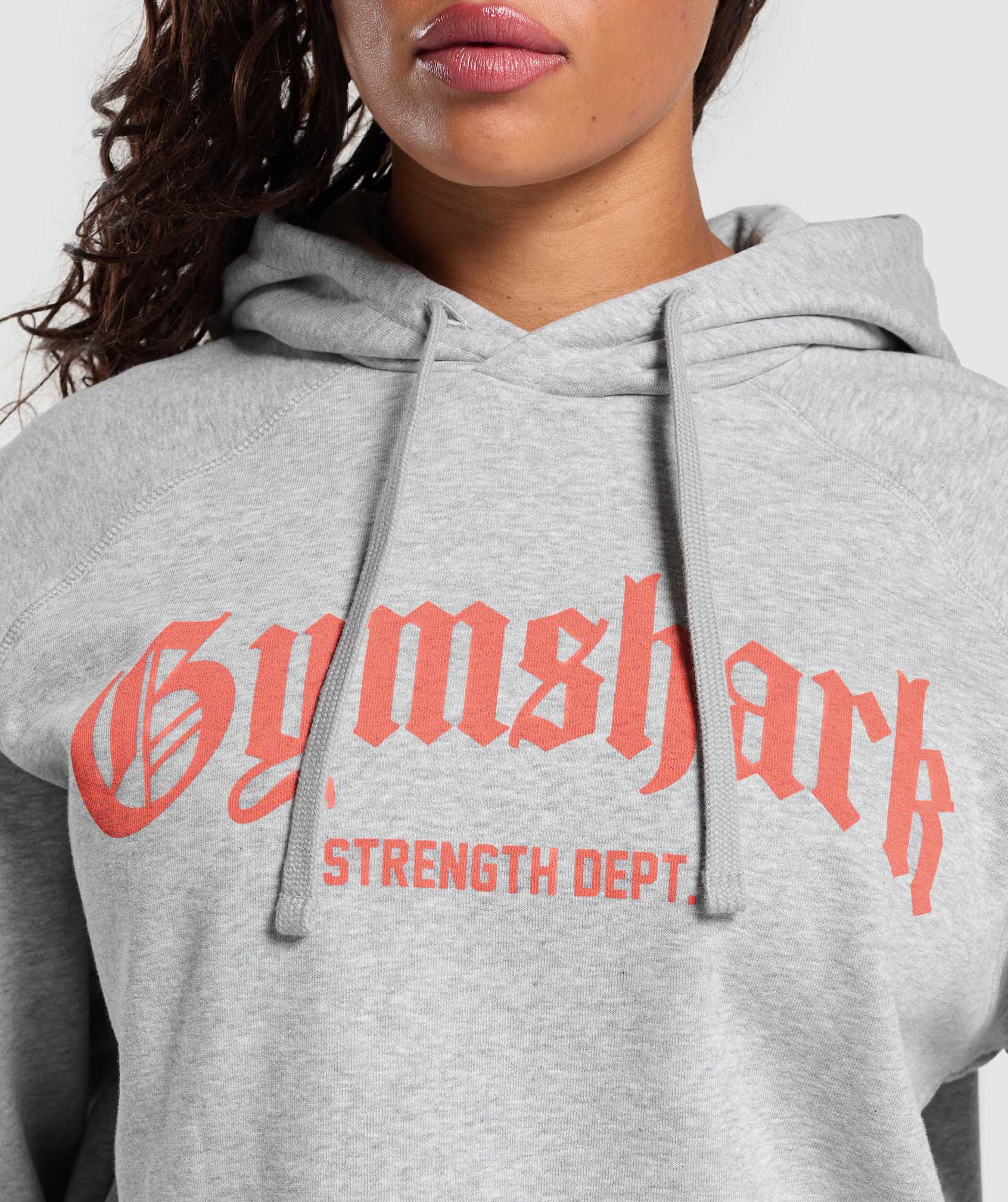 Gymshark Strength Department Graphic Hoodie - Light Grey Core Marl