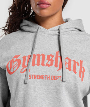 Gymshark Strength Department Graphic Hoodie - Light Grey Core Marl