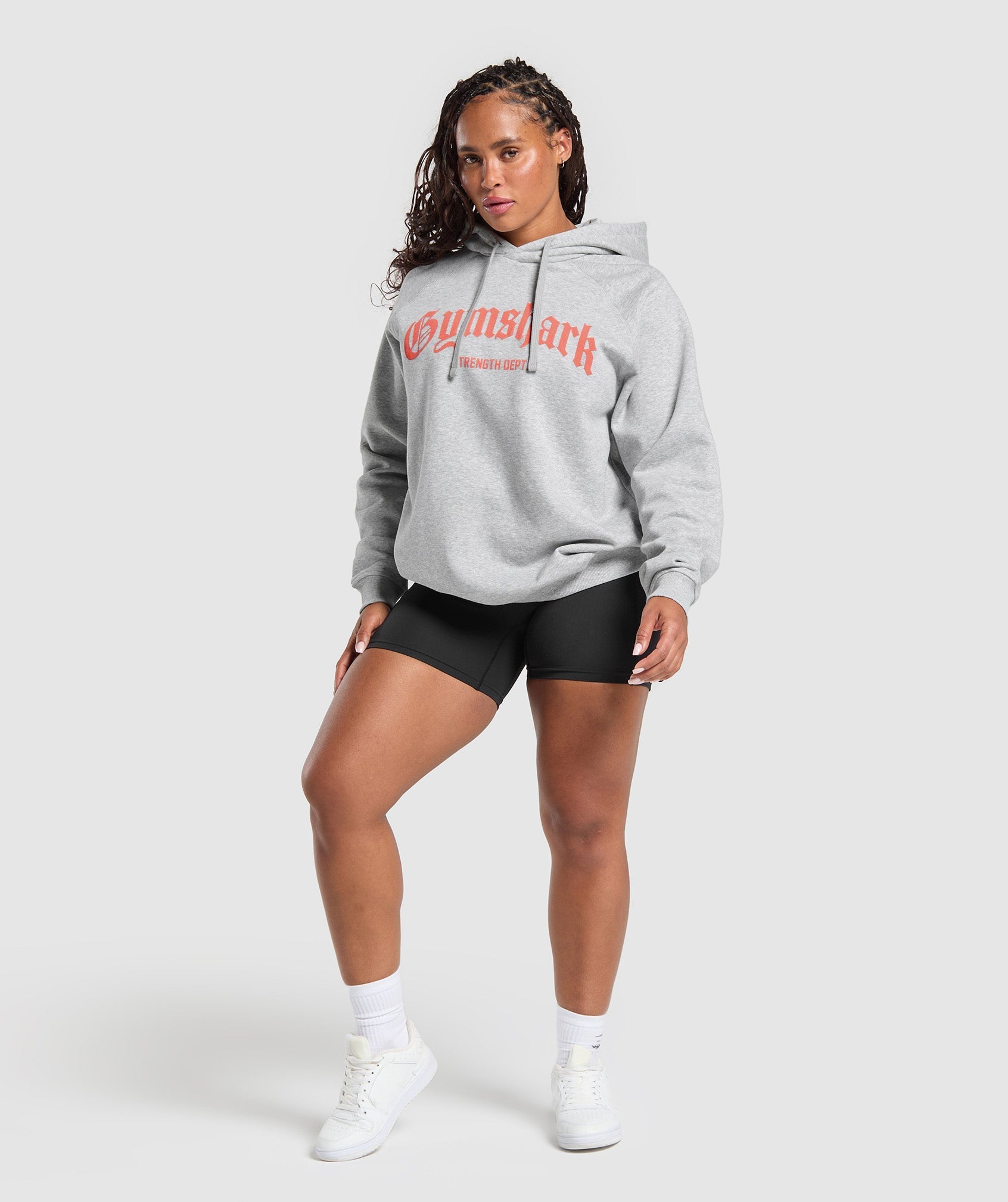 Gymshark Strength Department Graphic Hoodie - Light Grey Core Marl