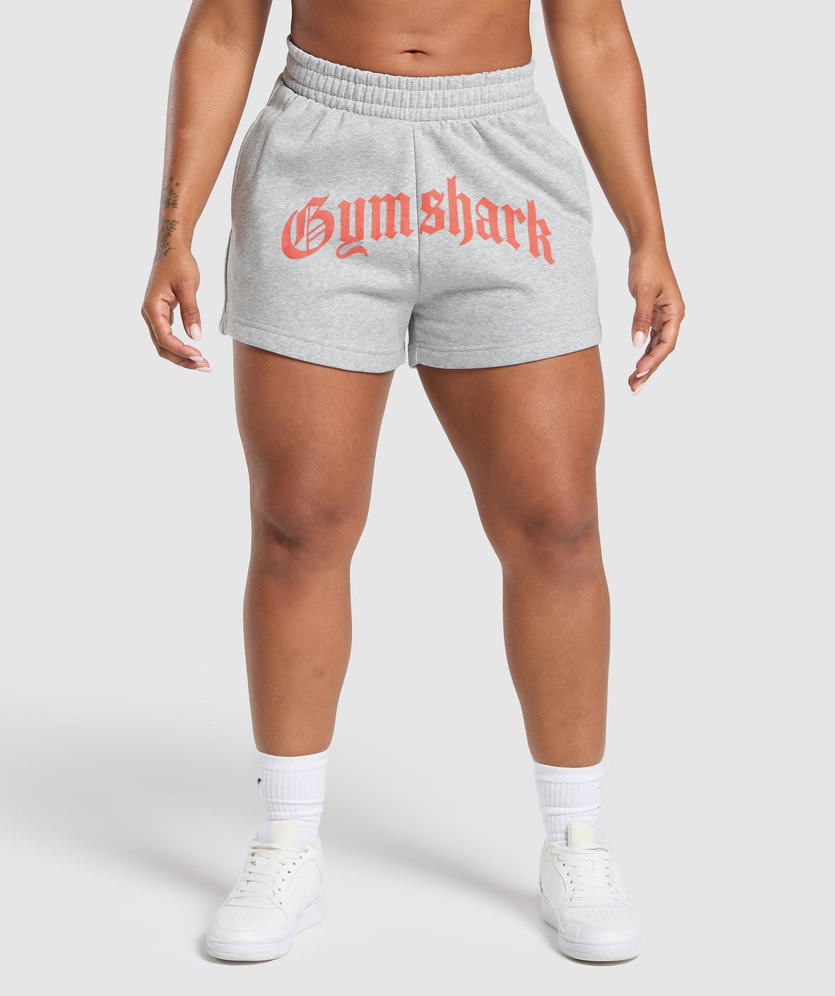 Gymshark Strength Department Graphic Shorts - Light Grey Core Marl