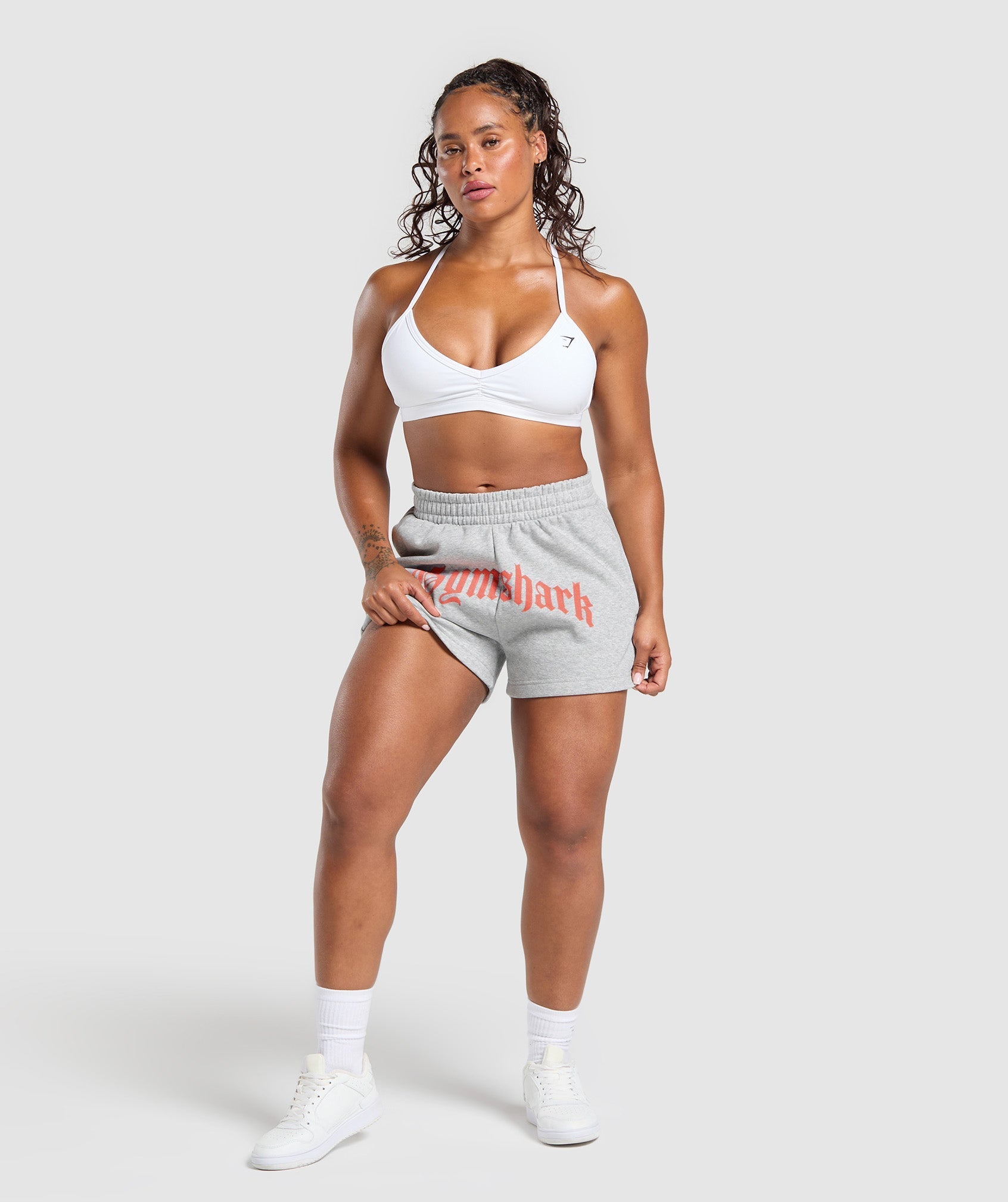 Gymshark Strength Department Graphic Shorts - Light Grey Core Marl