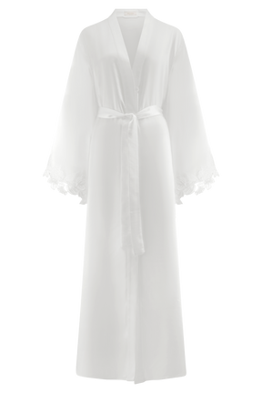 Sullivan Satin Bridal Robe With Lace - Ivory