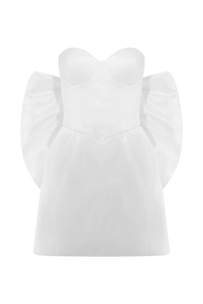 Suzette Taffeta Bow Mini Dress - White