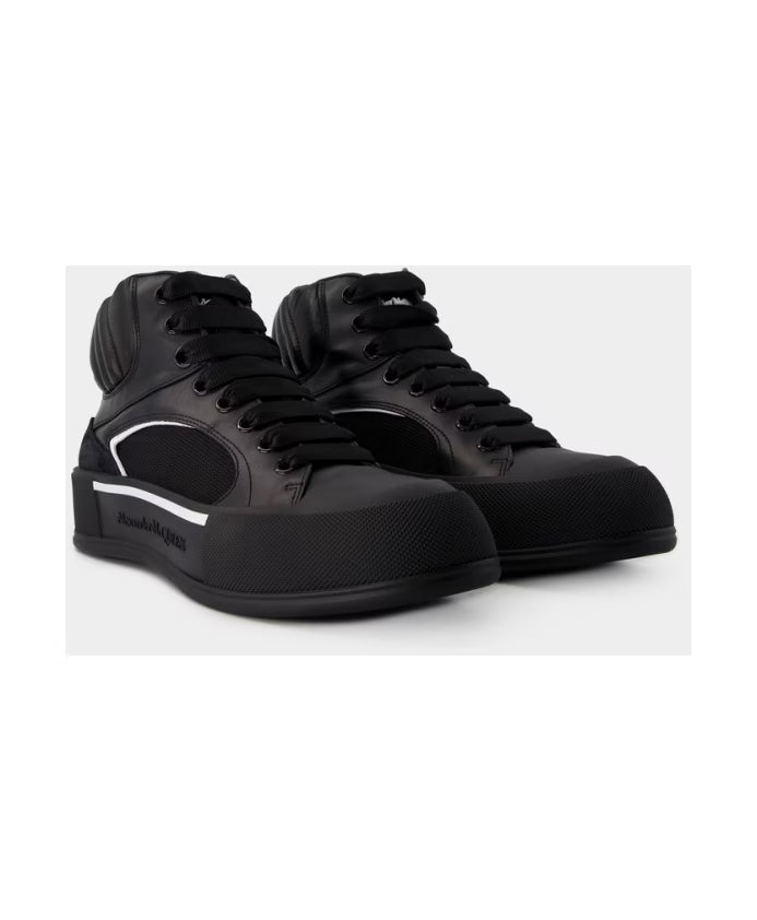 Deck Sneakers - Alexander McQueen - Leather - Black/White