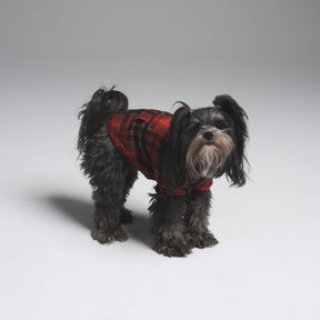 FLEECE SLEEP PET HOODIE | CRANBERRY PLAID