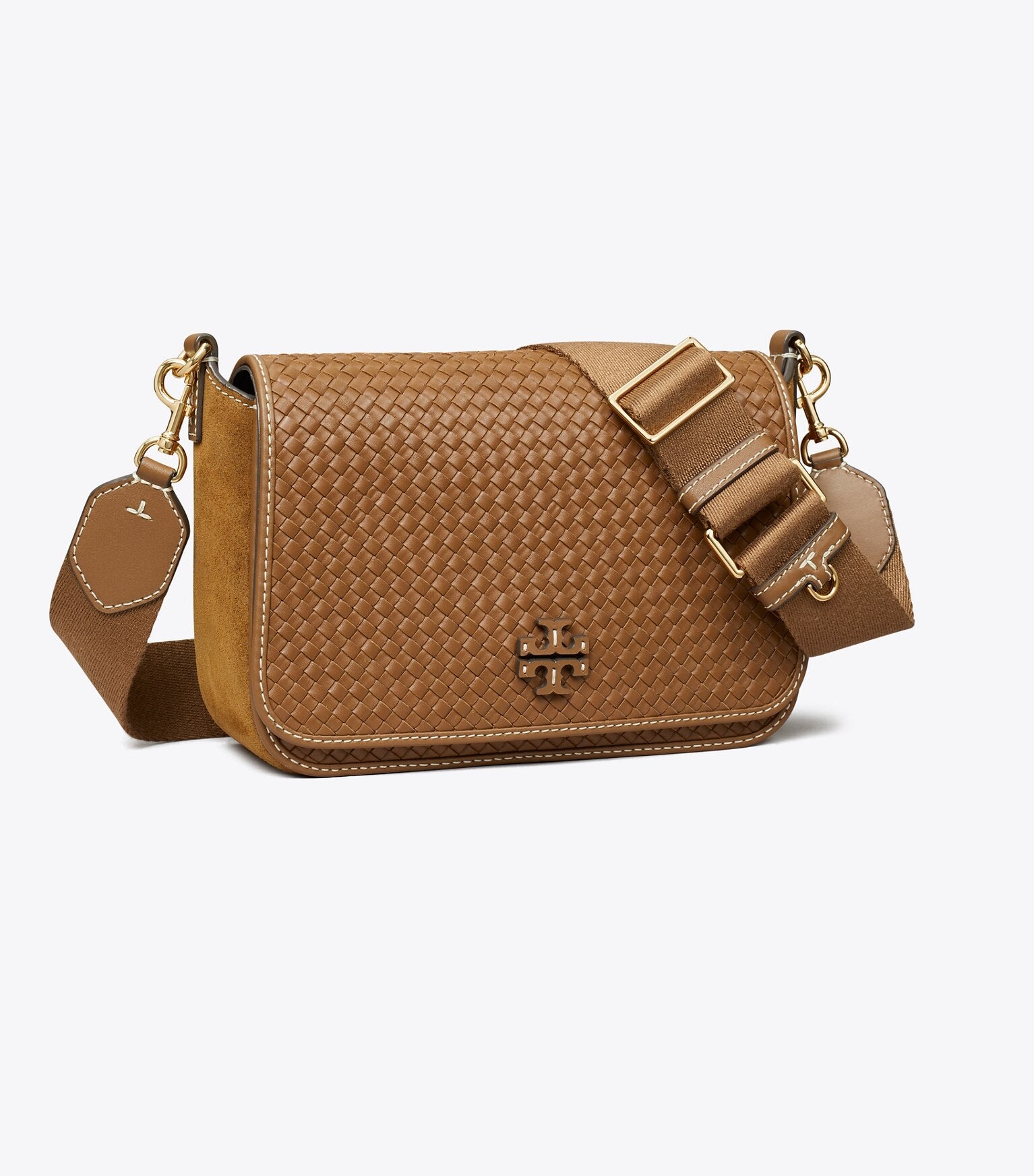Leather Woven Flap Crossbody