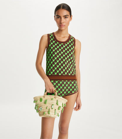 Small Raffia Embroidered Tote