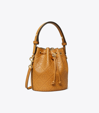 T Monogram Leather Mini Bucket Bag