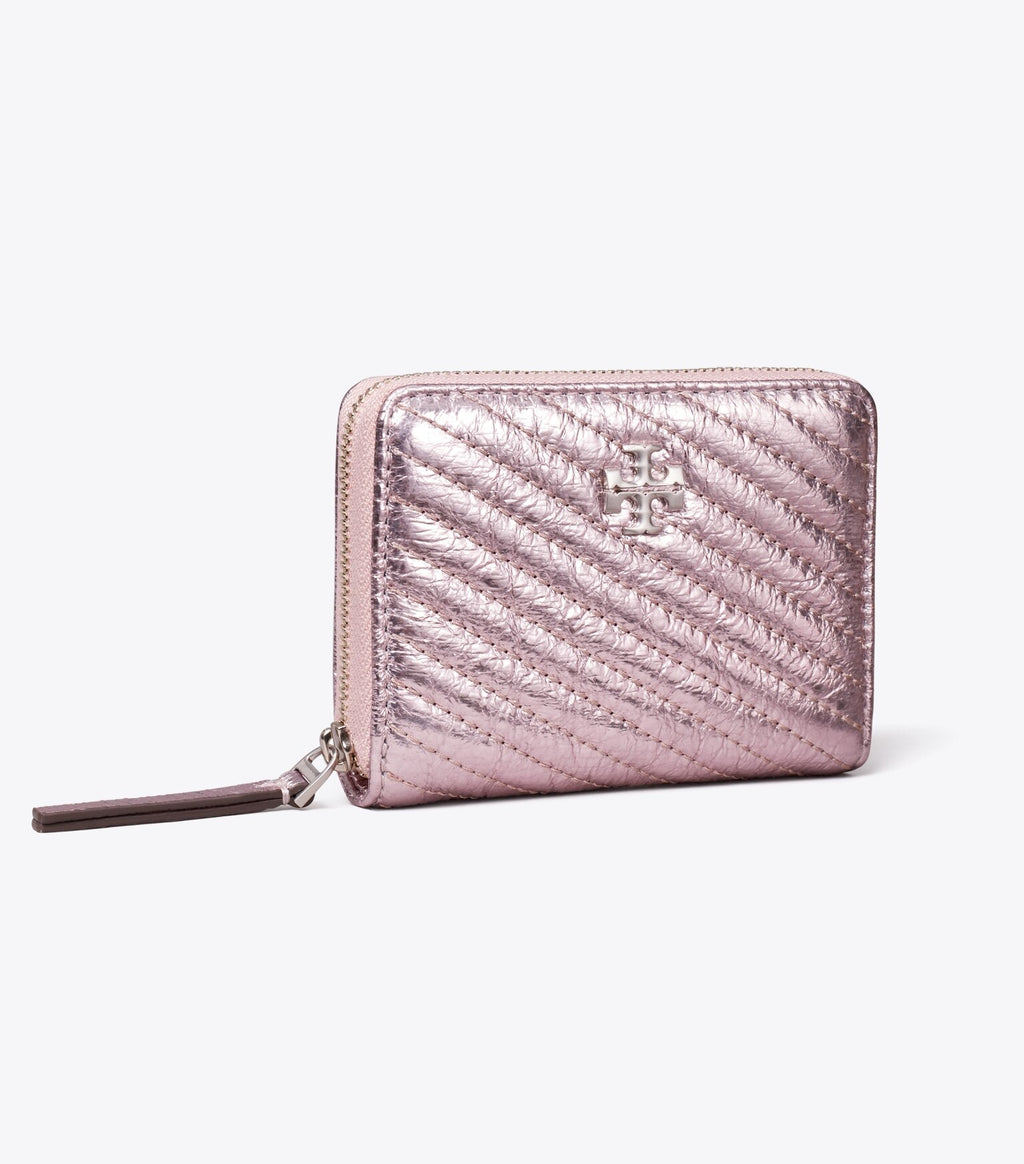 Small Kira Moto Quilt Metallic Zip-Around Wallet