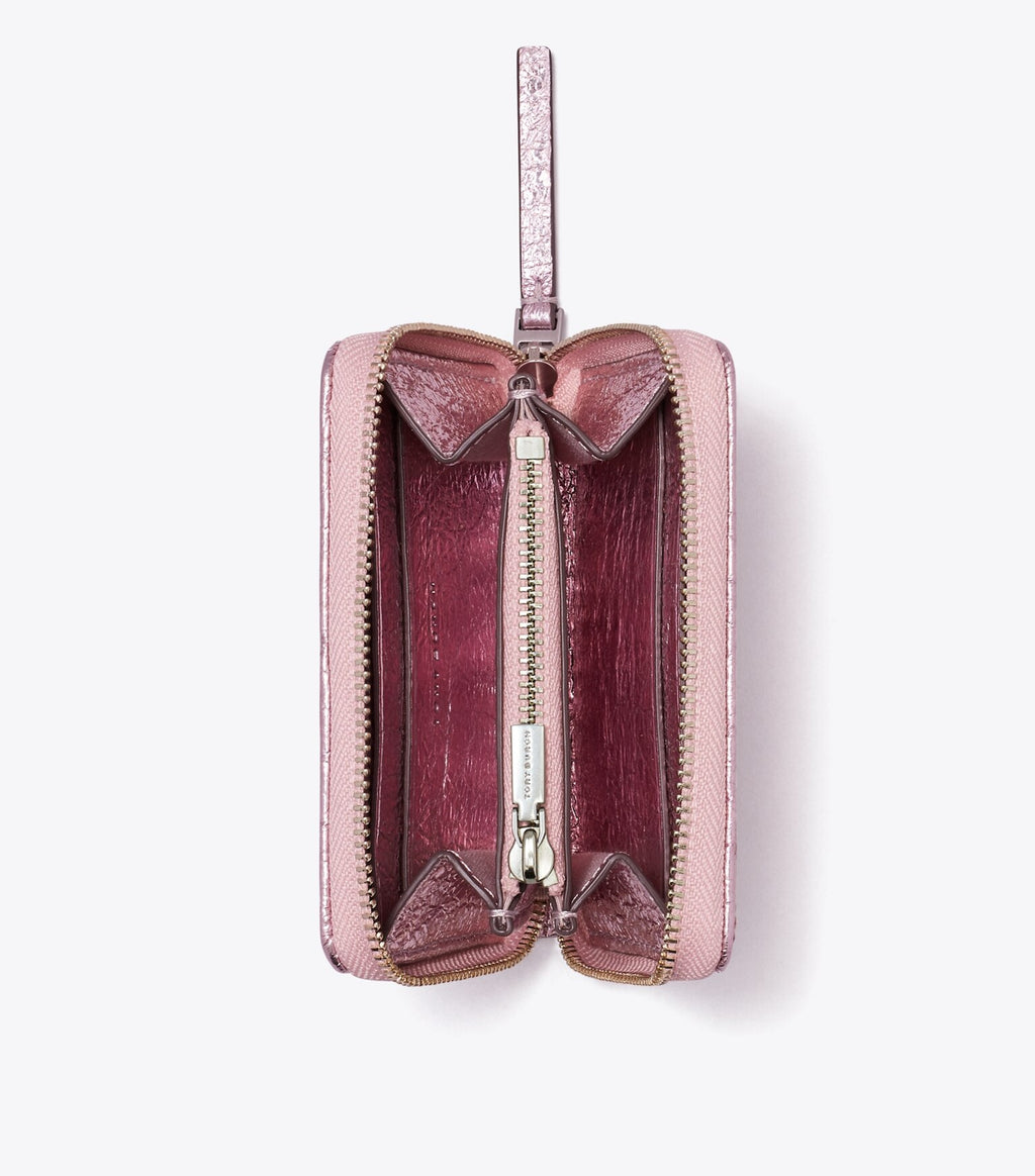 Small Kira Moto Quilt Metallic Zip-Around Wallet
