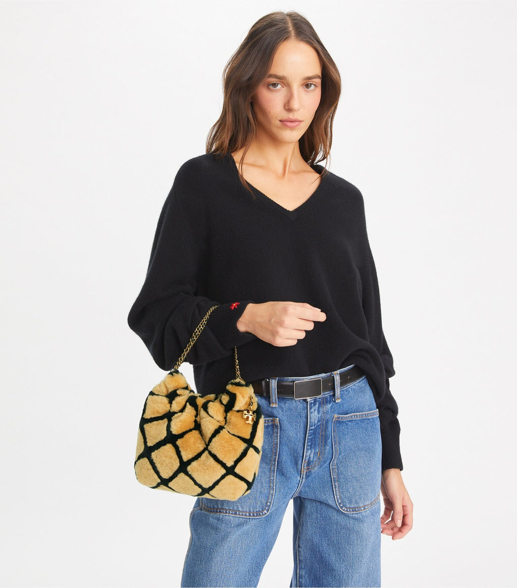 Mini Fleming Shearling Hobo Bag