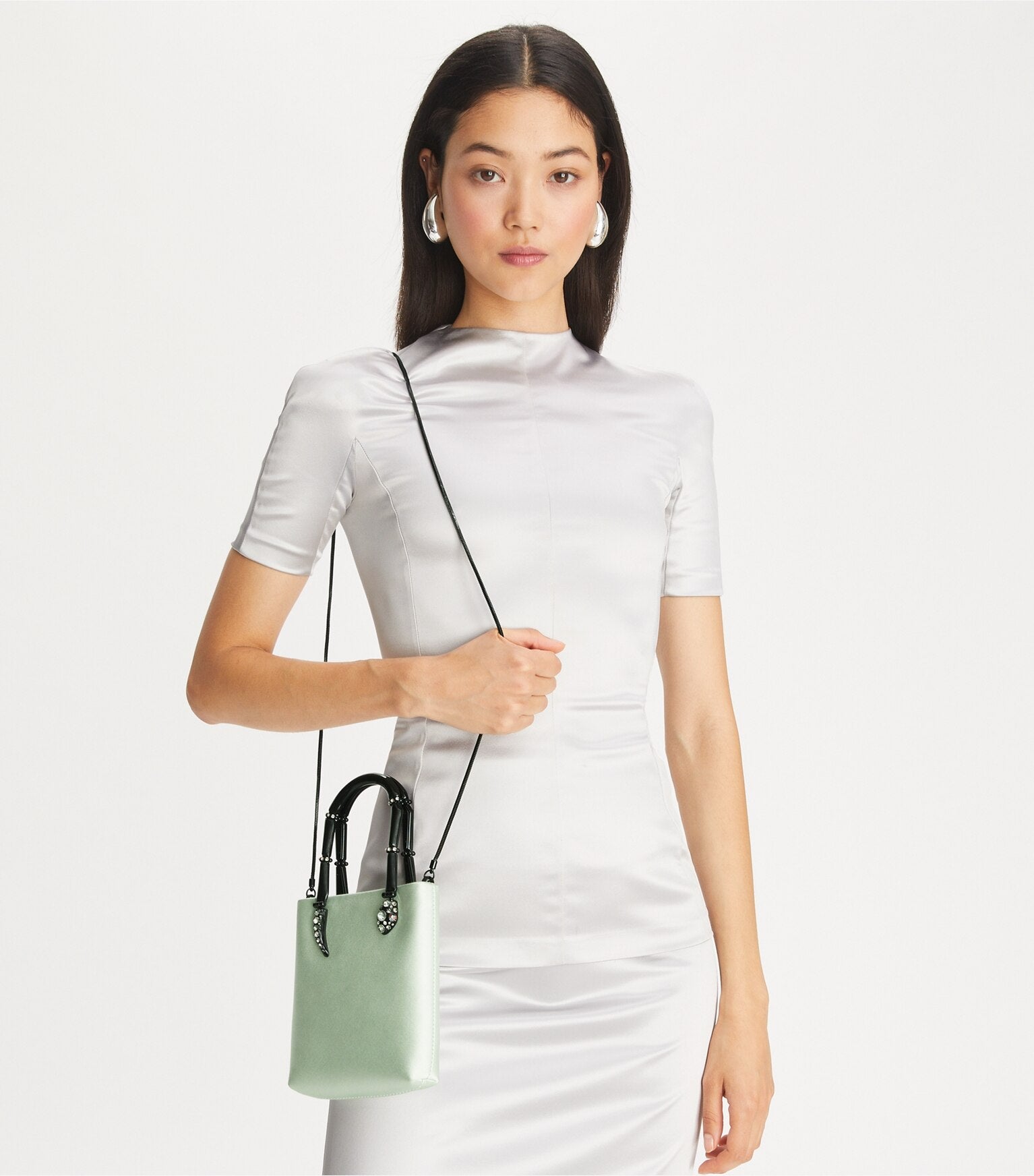 Mini Satin Snake Handle Tote