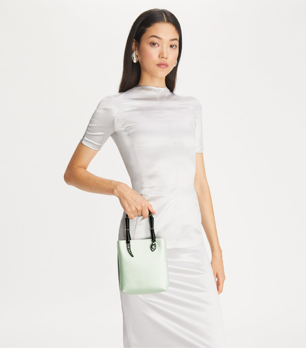 Mini Satin Snake Handle Tote