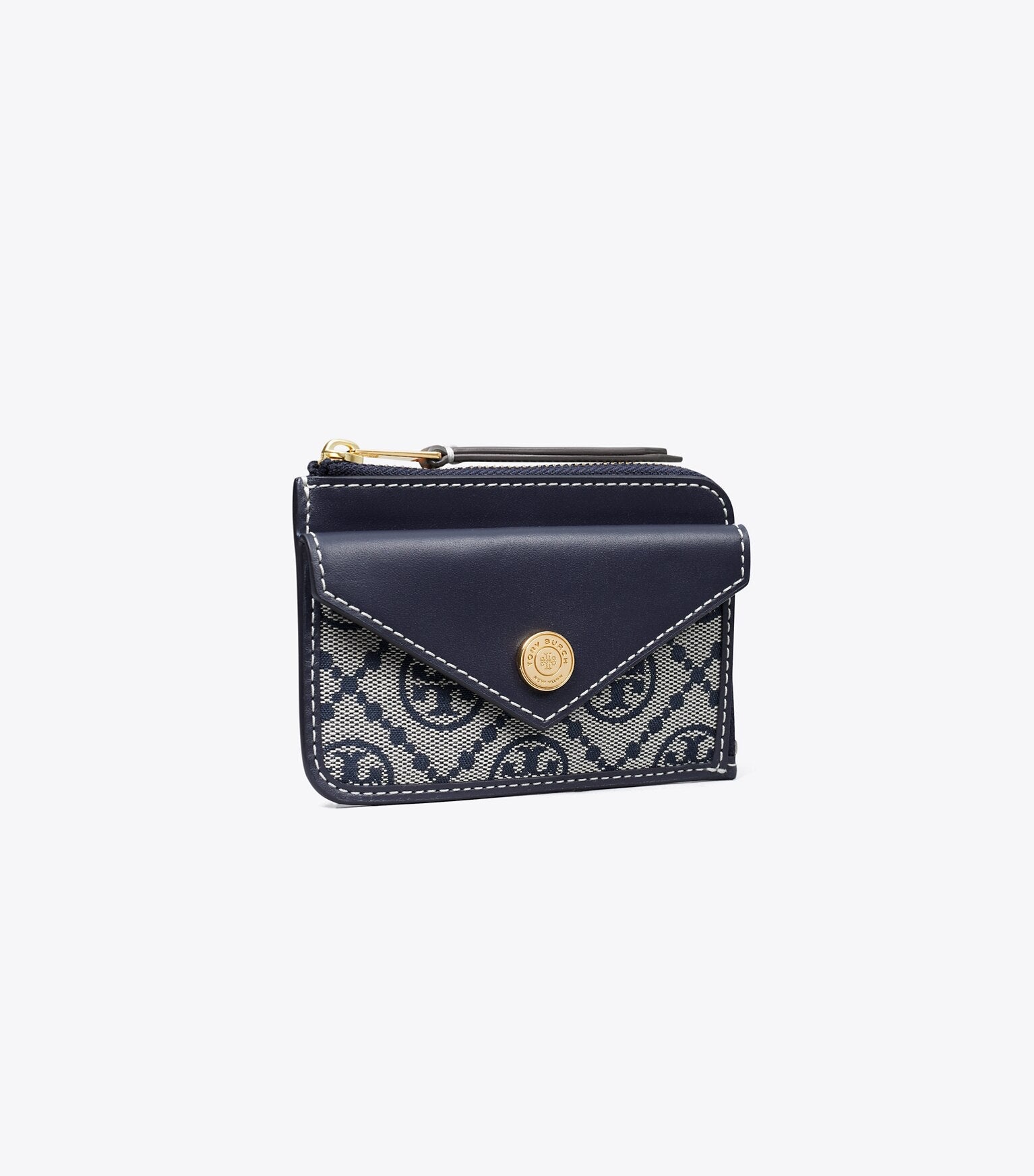 T Monogram Zip Card Case