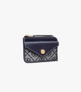 T Monogram Zip Card Case