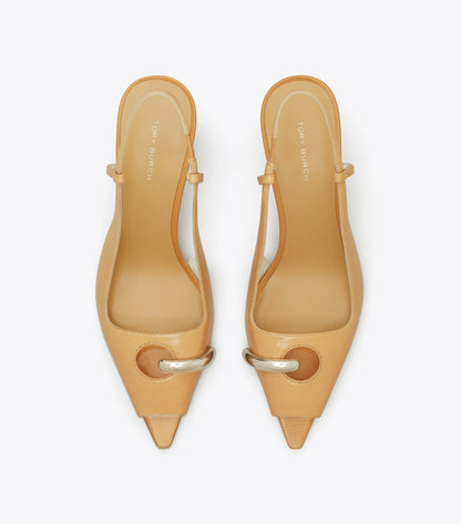 Pierced Peep-Toe Slingback