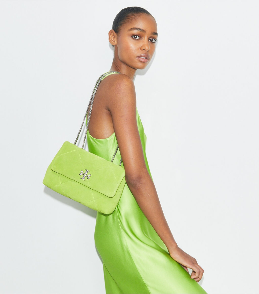 Small Kira Diamond Quilt Suede Shoulder Bag