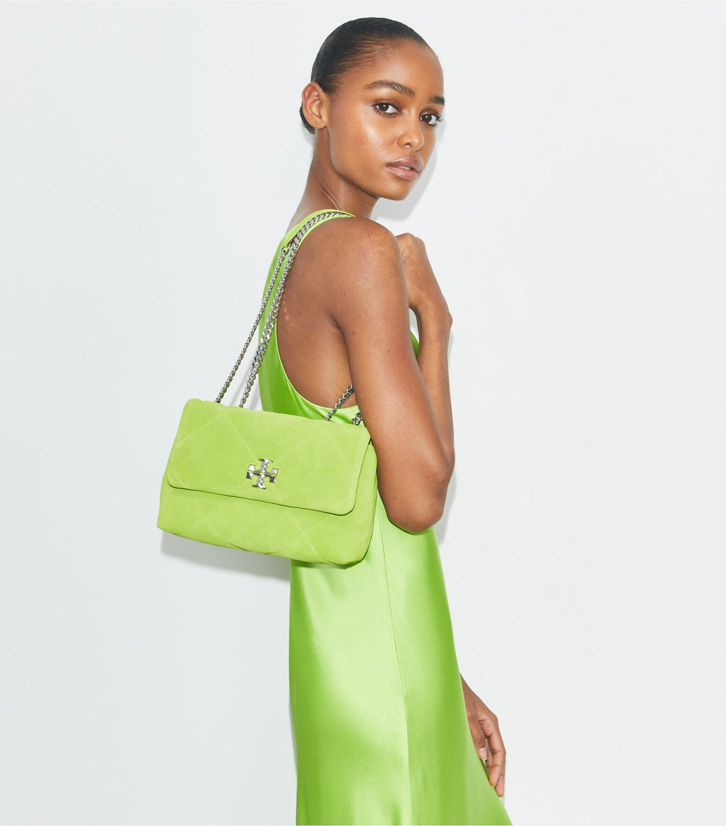 Small Kira Diamond Quilt Suede Shoulder Bag