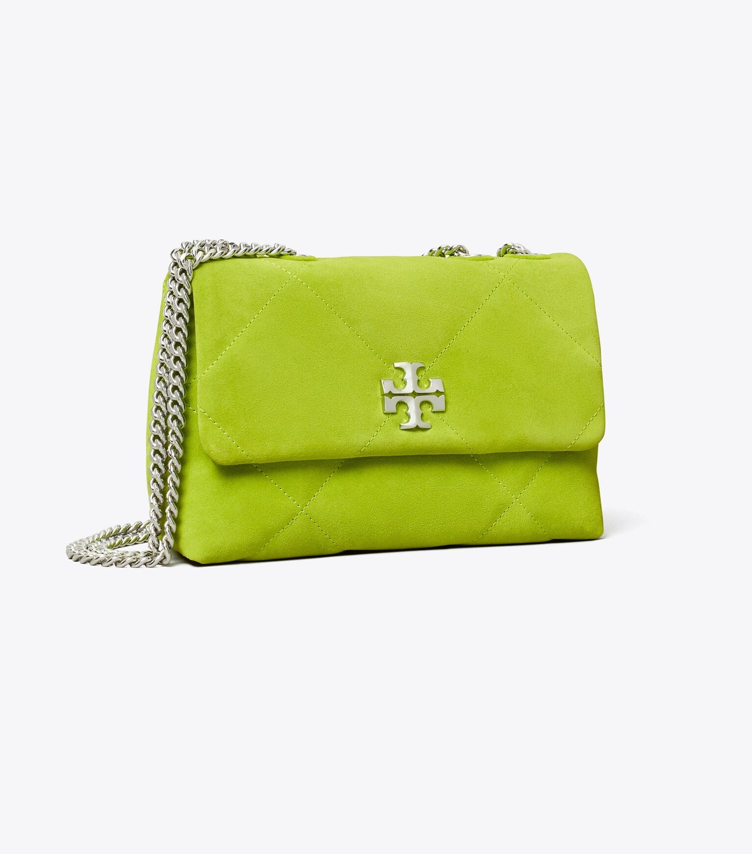 Small Kira Diamond Quilt Suede Shoulder Bag