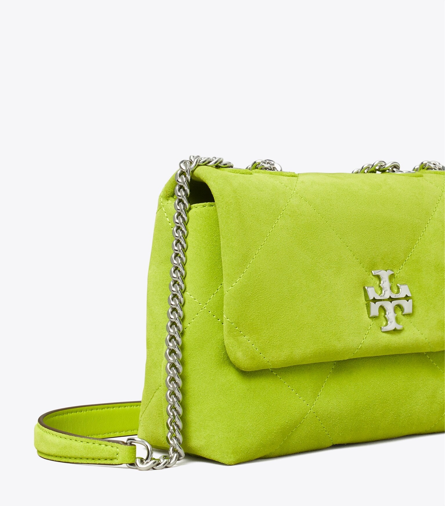 Small Kira Diamond Quilt Suede Shoulder Bag