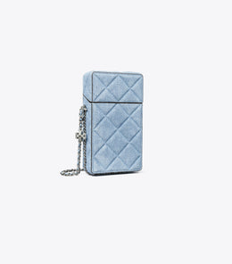 Fleming Denim-Print Suede Phone Crossbody
