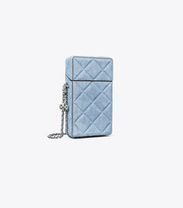 Fleming Denim-Print Suede Phone Crossbody