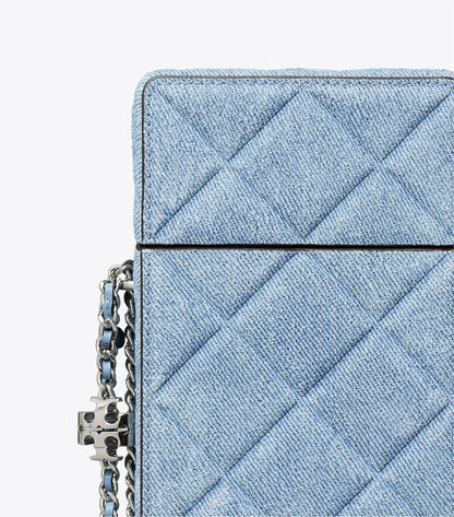 Fleming Denim-Print Suede Phone Crossbody