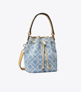 T Monogram Denim Mini Bucket Bag