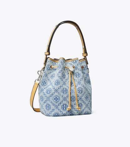 T Monogram Denim Mini Bucket Bag