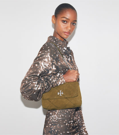 Kira Diamond Quilt Suede Shoulder Bag